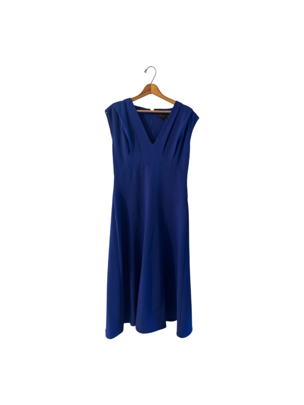 NWT Donna Karan New York Royal Blue V Neck A-Line Midi Dress Size 6